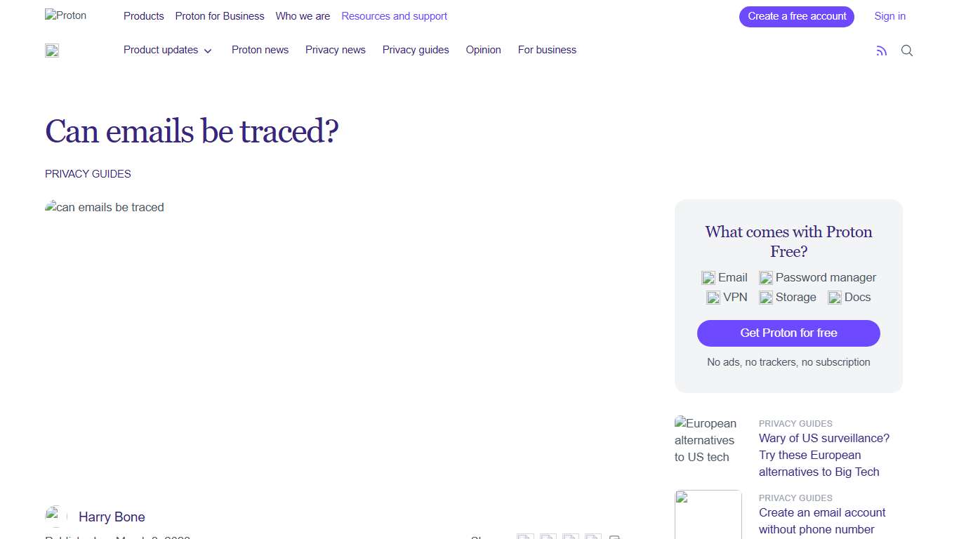 Can emails be traced? Proton
